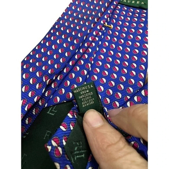 Lauren Ralph Lauren Mens Patterned‎ Silk Neck Tie Purple One geometric - Picture 5 of 5